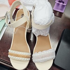 MIA Cream Sandals with Pearl and Gold Accents